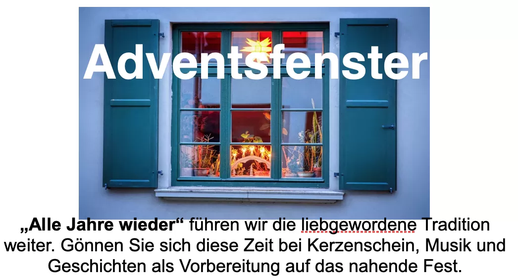 Adventsfenster 2025 Aufzählung der Termine und Orte
