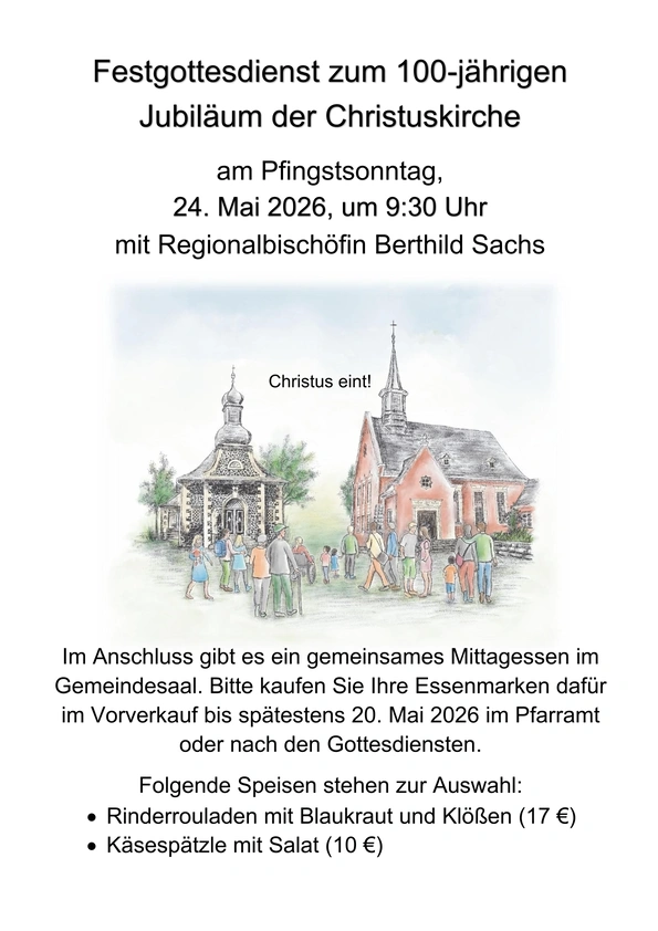 Einladung am Pfingstsonntag 24. Mai 2026 um 09:30 Uhr mit Regionalbischöfin Berthild Sachs