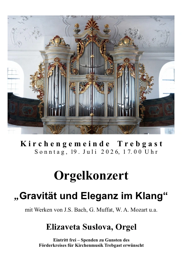 Orgelkonzert am 19. Juli 2026 um 17:00 Uhr