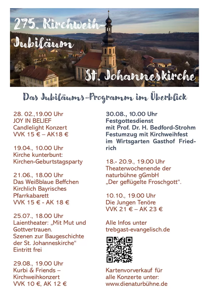 Jubiläumsprogramm 275 Jahre Kirchweih Aufzählung der Termine und Orte